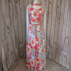 Floral Crop Top Palazzo With Scarf | Indowestern | Fusion